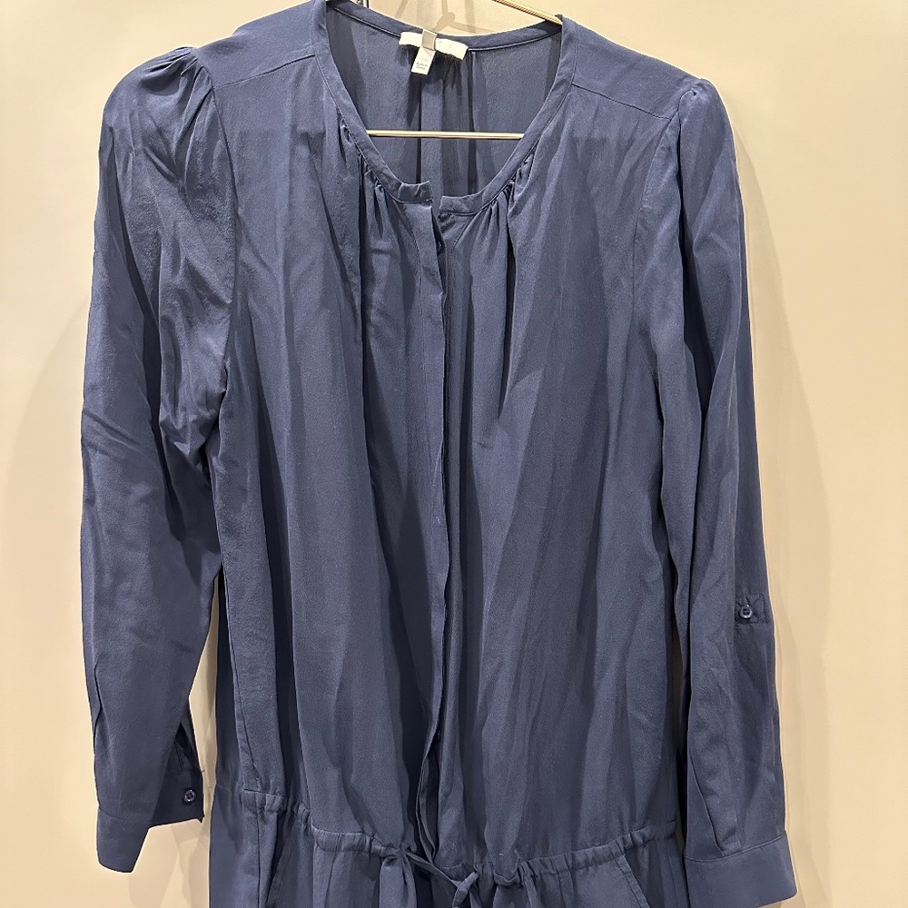 Joie navy long sleeve silk jumpsuit size s nwot